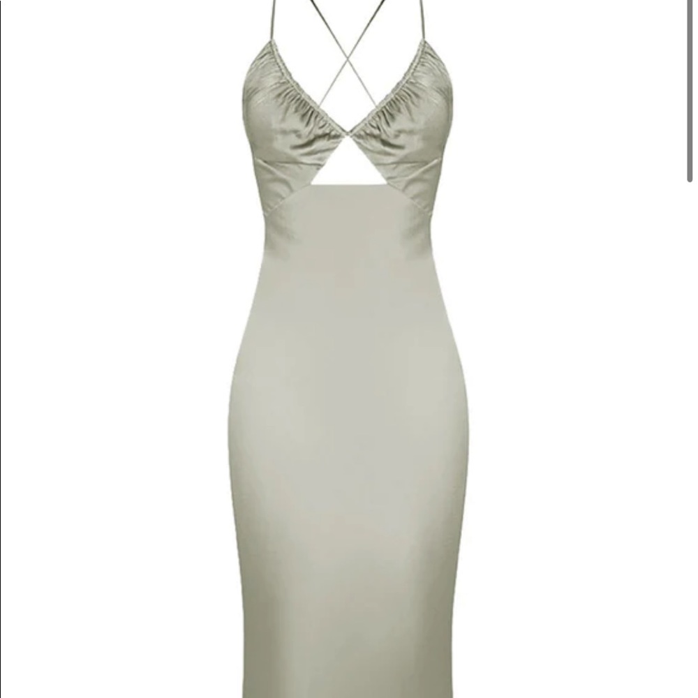 Shona Joy LA LUNE RUCHED BODICE MIDI DRESS - SAGE